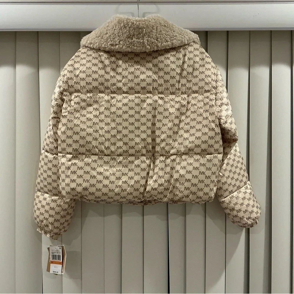 NEW MICHAEL Michael Kors Logo Print Shepra Puffer Jacket